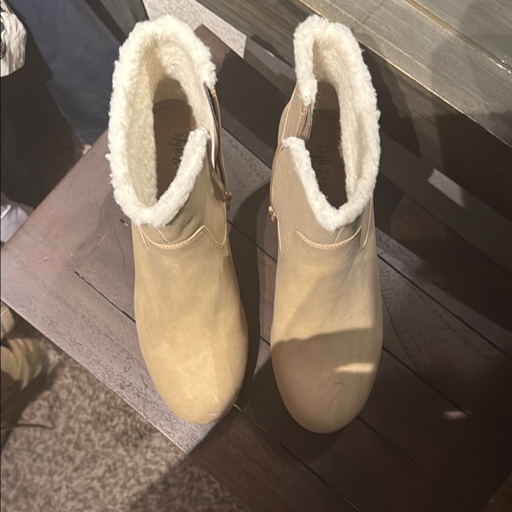 Style & Co Tan Winter Rain Boots with Faux Fur Lining